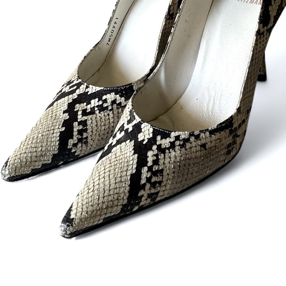 Stuart Weitzman Snakeskin Patterned Pointed Toe 3.4” Stiletto Heels Size 9.5M - Picture 5 of 10